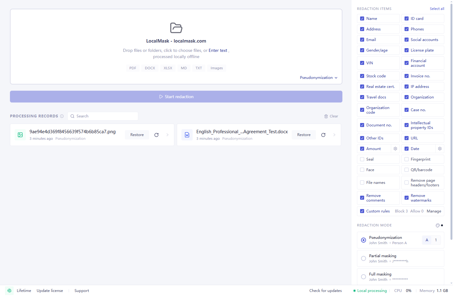 LocalMask English desktop home screen