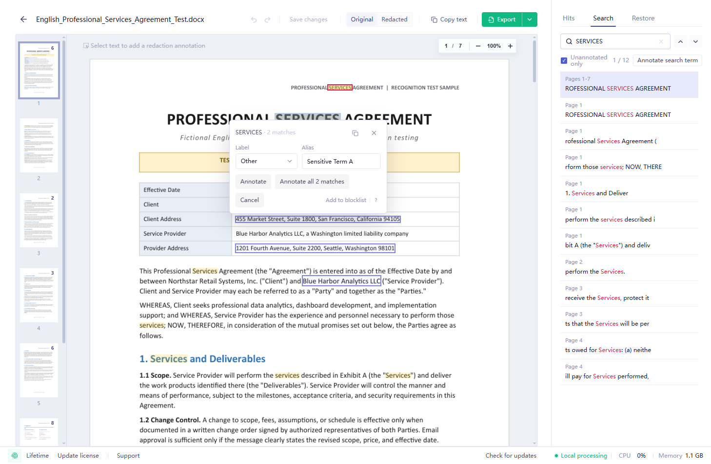 Add and apply a text annotation