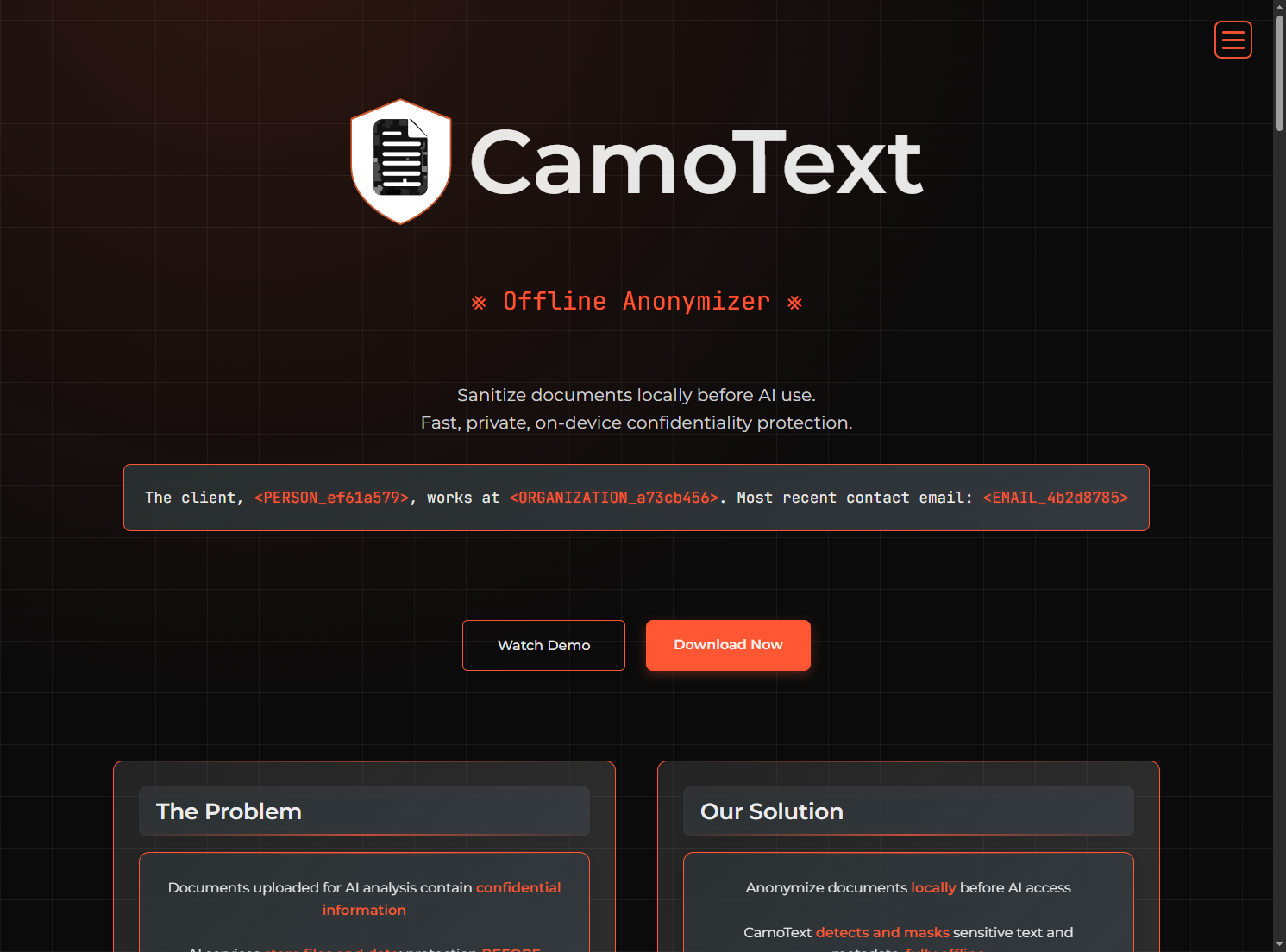 CamoText 公开页面截图归档